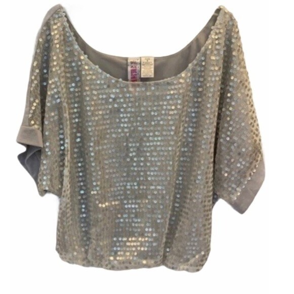 Fresh Brewed Silver Sequin Off the Shoulder Top - Picture 1 of 4